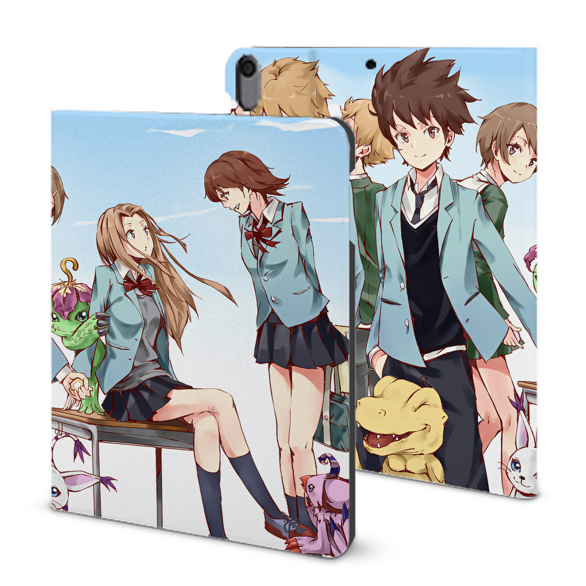 （画像用） Digimon デジタルモンスター/デジモン IPad ケース ブック型 PUレザー TPU 耐衝撃 軽量 薄型 ペン収納なし 全面保護 IPad 各モデル対応
